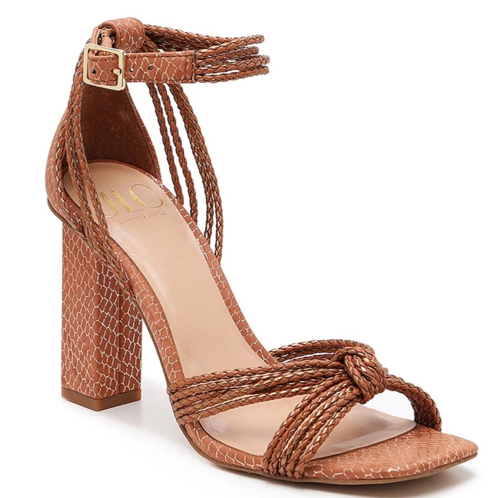 Camel strappy heels